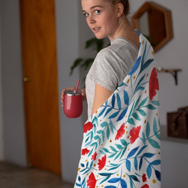 Cobertor De Velo Jardim mágico - vermelho e turquesa. (Criador carregado)