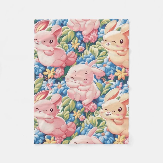 Cobertor De Velo Jardim Whimsical de Coelhos Reproduzíveis Design (Frente)