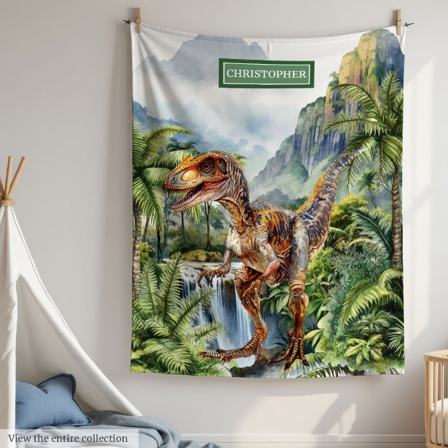 Cobertor De Velo Jazevinho do Dinossauro Pré-Histórico Personalizad (Personalized Prehistoric Dinosaur Blanket Birthday Gift)