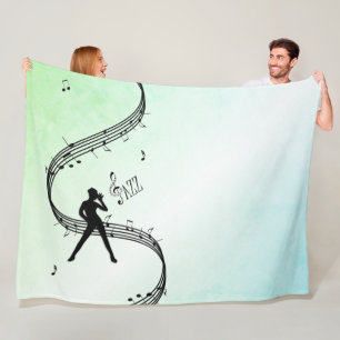 Cobertor De Velo Jazz Dance Green Music Fleece Blanket