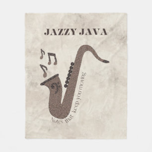 Cobertor De Velo Jazzy Java-Grãos de Café-Saxofone-