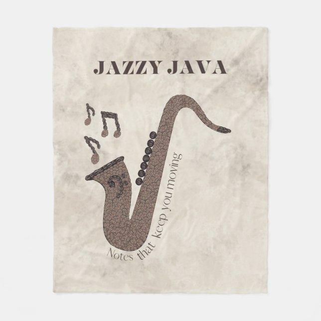 Cobertor De Velo Jazzy Java-Grãos de Café-Saxofone- (Frente)