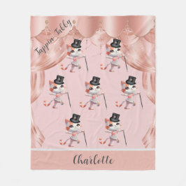 Cobertor De Velo Jazzy Tap Dancing Tabby Cat Hat Cane Monograma