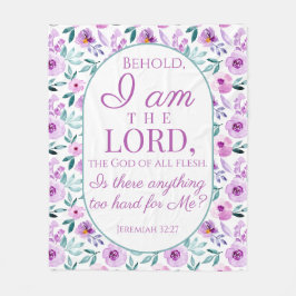 Cobertor De Velo Jeremiah 32:27 com fundo de flores roxas