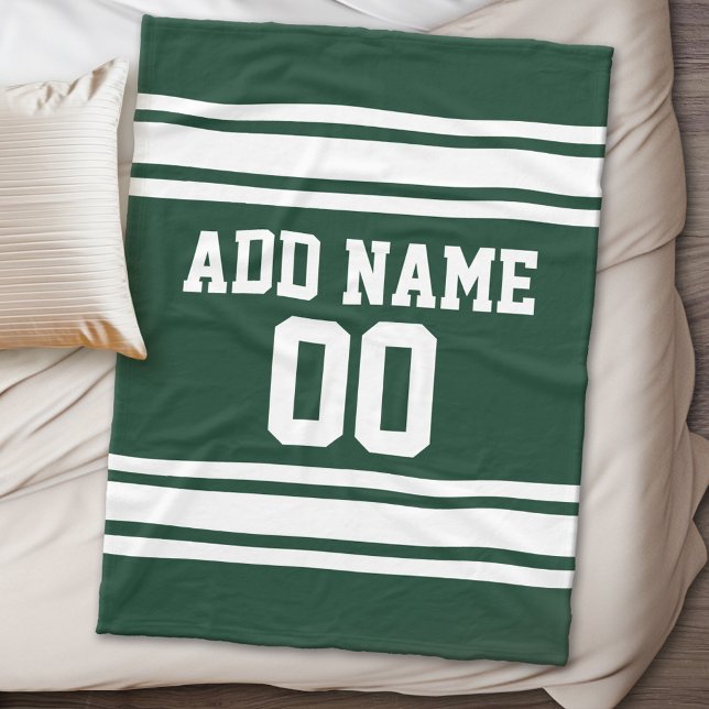 Cobertor De Velo Jersey Personalizada dos Esportes Verdes e Brancos (Personalized fleece blanket - Sports Theme)