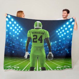 Cobertor De Velo Jersey Verde Brilhante Jogador de Futebol Personal