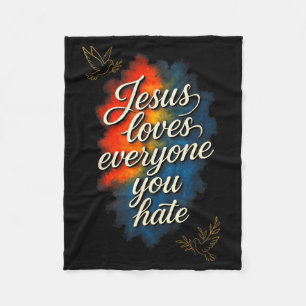 Cobertor De Velo Jesus Ama a Todos - Mensagem de Fé Cristã