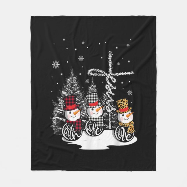 Cobertor De Velo Jesus Amor | Jesus Faith Hope Love Snowman (Frente)