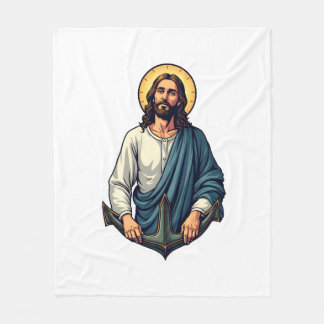 Cobertor De Velo Jesus Anchor Hope Vintage Engraving Tee 2