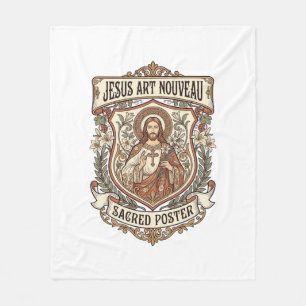 Cobertor De Velo Jesus Art Nouveau Cartaz Sagrado Jesus Art Nouveau