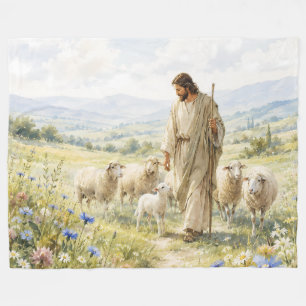 Cobertor De Velo Jesus Bom Pastor Aquarela de Flores Silvestres
