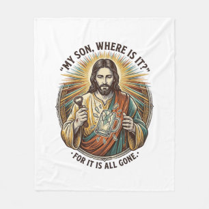 Cobertor De Velo Jesus Caneca De Cerveja Quebrada Vazia Barman Bebe
