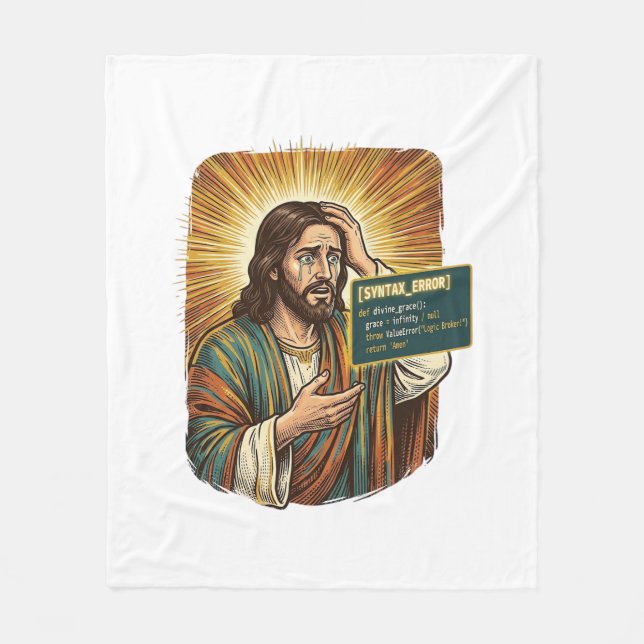 Cobertor De Velo Jesus chorando Erro de sintaxe Codificação Program (Frente)