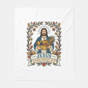 Cobertor De Velo Jesus Colheita de Outono Fé Jesus Colheita de Outo