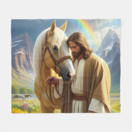 Cobertor De Velo Jesus com Cavalo de Palomino na Paisagem Cênica