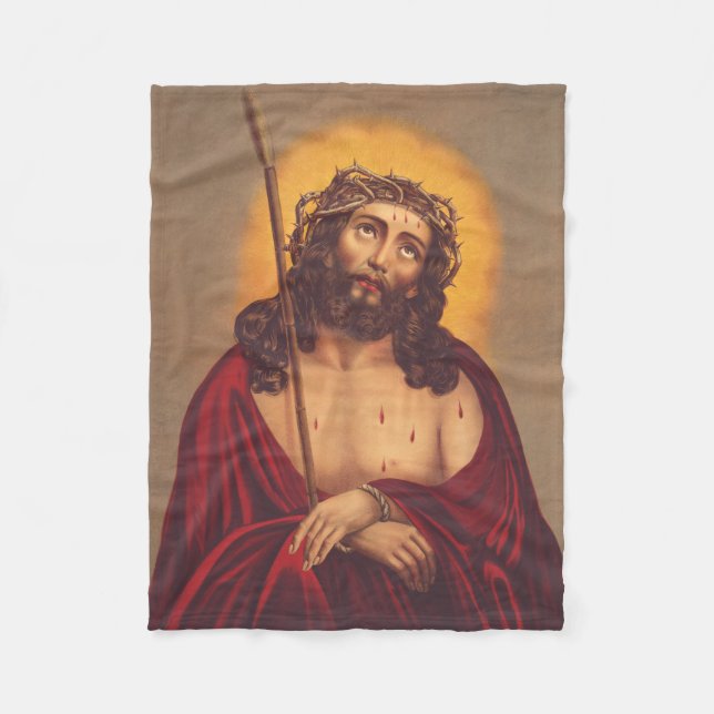 Cobertor De Velo Jesus Coroado de Espinhos Arte Dolorosa (Frente)