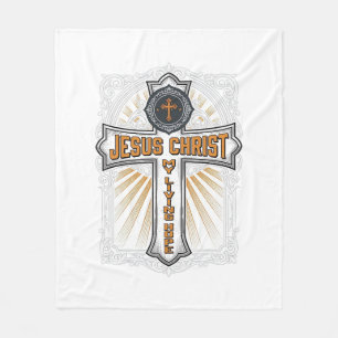 Cobertor De Velo Jesus Cristo Minha Esperança Viva Cruz Vintage