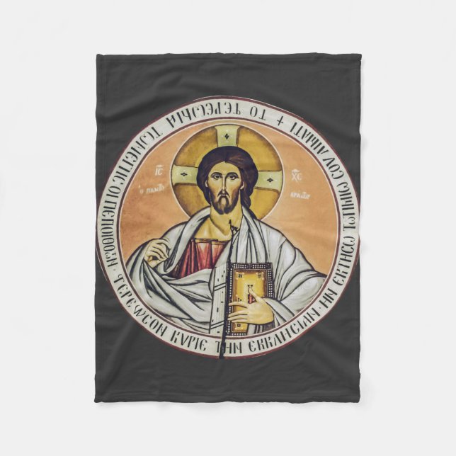 Cobertor De Velo Jesus Cristo Pantocrator Arte de Ícone Bizantino (Frente)