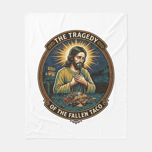 Cobertor De Velo Jesus Derrubou Comida de Rua de Taco à Noite Tardi (Frente)