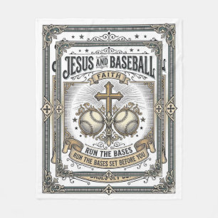 Cobertor De Velo Jesus e Beisebol Cristão Vintage