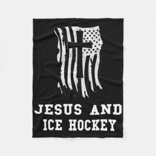 Cobertor De Velo Jesus E Design De Hockey No Gelo Fã Cristão De Jes