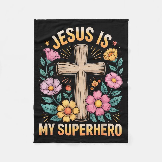 Cobertor De Velo Jesus É Meu Super-Herói (Frente)