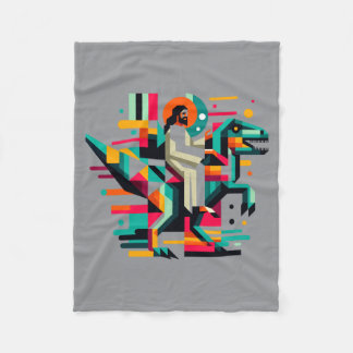 Cobertor De Velo Jesus Engraçado Montando Dinossauro T-Rex Meme Par