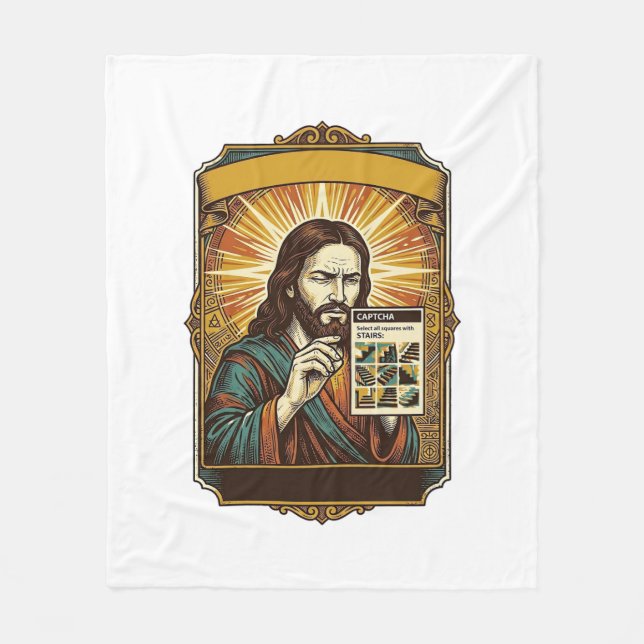 Cobertor De Velo Jesus Escadas Embaçadas Teste Captcha Segurança Te (Frente)