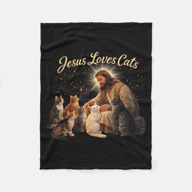 Cobertor De Velo Jesus Loves Cats Christian Cat Lover Jesus Hugs Ca (Frente)