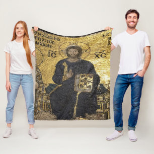 Cobertor De Velo Jesus mosaico em hagia sophia Fleece Blanket