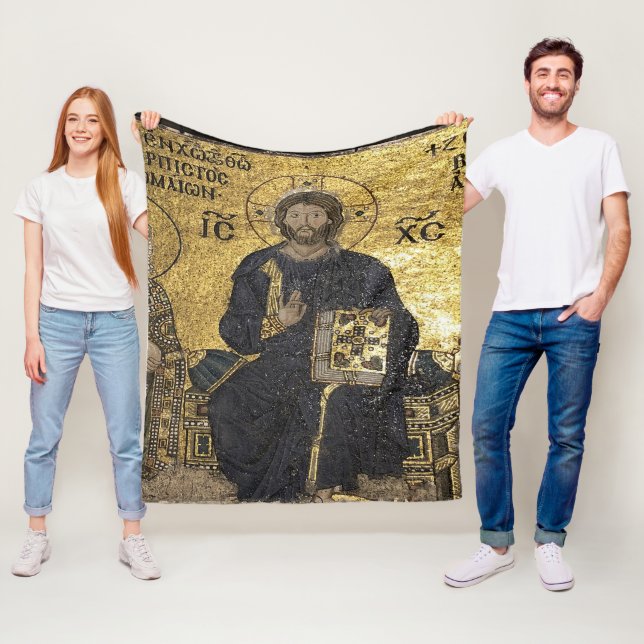 Cobertor De Velo Jesus mosaico em hagia sophia Fleece Blanket (In Situ)