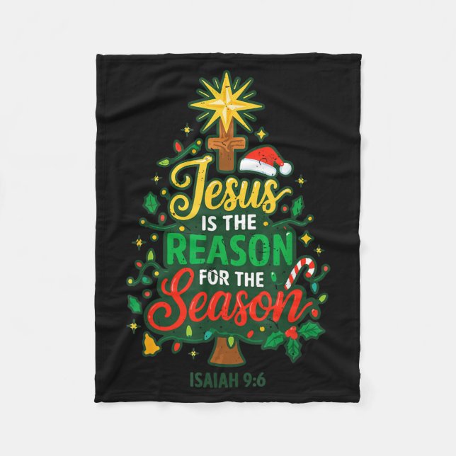 Cobertor De Velo Jesus Reason Season Christian Christmas Family Pjs (Frente)
