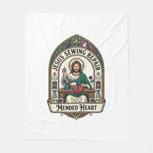 Cobertor De Velo Jesus Reparos de Costura Coração Remendado Jesus R