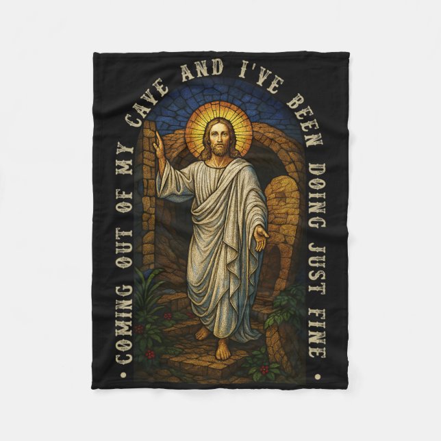 Cobertor De Velo Jesus Saindo Da Minha Caverna E Eu Estou Bem (Frente)