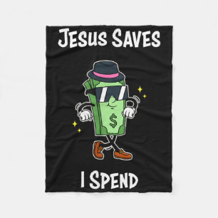 Cobertor De Velo Jesus Salva Eu Gasto Camisa Cristã Engraçada Legal