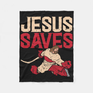 Cobertor De Velo Jesus Salva Goleiro de Hóquei no Gelo Esporte Reli