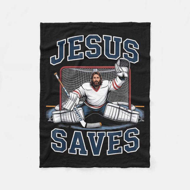 Cobertor De Velo Jesus Saves Hockey Player Team God Hockey Lovers H (Frente)