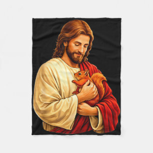 Cobertor De Velo Jesus segurando esquilo cristão
