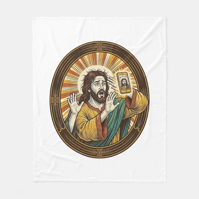 Cobertor De Velo Jesus Selfie Acidental com Câmera Frontal e Papada (Frente)