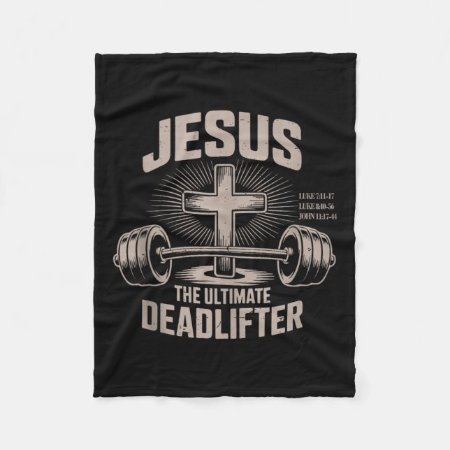 Cobertor De Velo Jesus The Ultimate Deadlifter Muscle Kid Funny Chr (Frente)