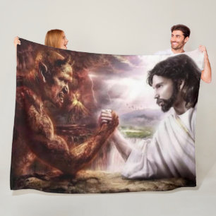 Cobertor De Velo JESUS VS o folheto do velo do DIO