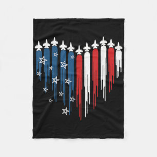 Cobertor De Velo Jet Airplane Heart Red White Blue American Flag 4t