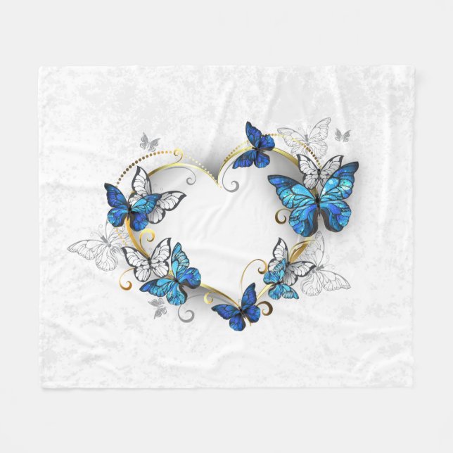 Cobertor De Velo Jewelry Heart with Butterflies Morpho (Frente (Horizontal))