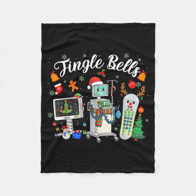 Cobertor De Velo Jingle Bells Er Nurse Funny Christmas Tech Nursing (Frente)