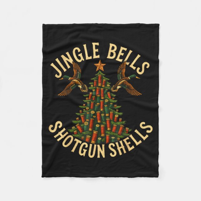 Cobertor De Velo Jingle Bells Shotgun Shells Funny Hunting Christma (Frente)