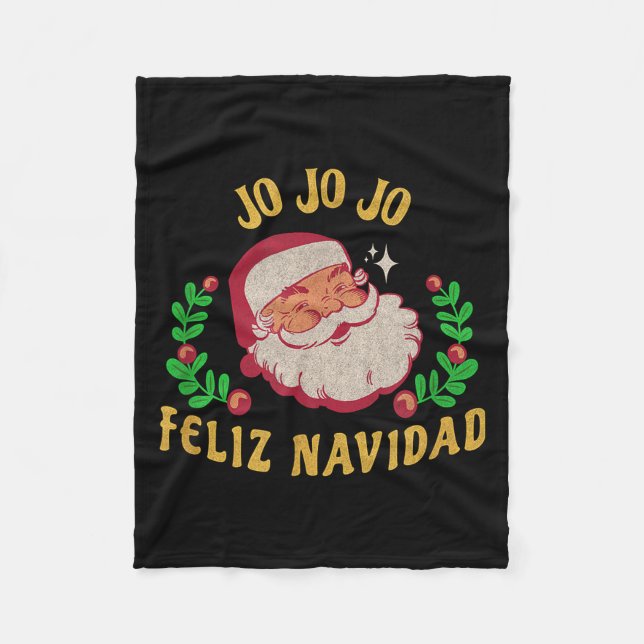 Cobertor De Velo Jo Jo Jo Feliz Navidad Santa Christmas In Spanish  (Frente)
