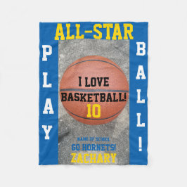 Cobertor De Velo Jogador Azul-Equipe de Basquete médio