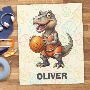 Cobertor De Velo Jogador de Basquete Dinossauro Fofo