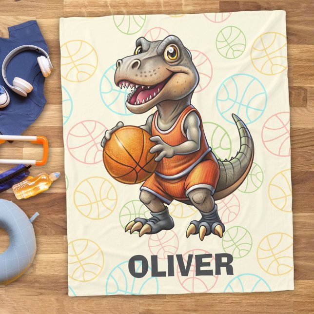 Cobertor De Velo Jogador de Basquete Dinossauro Fofo (Criador carregado)