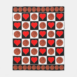 Cobertor De Velo Jogador de basquete e Corações Verificado